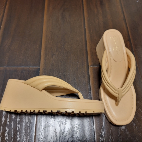 Nude Jessica Simpson wedge sandals heels shoes 11 women's shoes - Picture 1 of 5